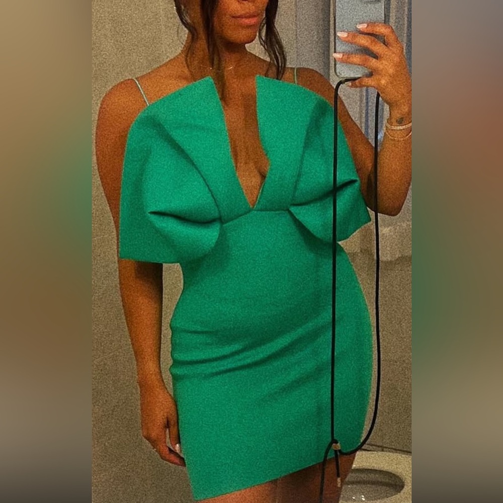 Nordstrom ASOS Design Green Big Bow detail spaghetti strap minidress